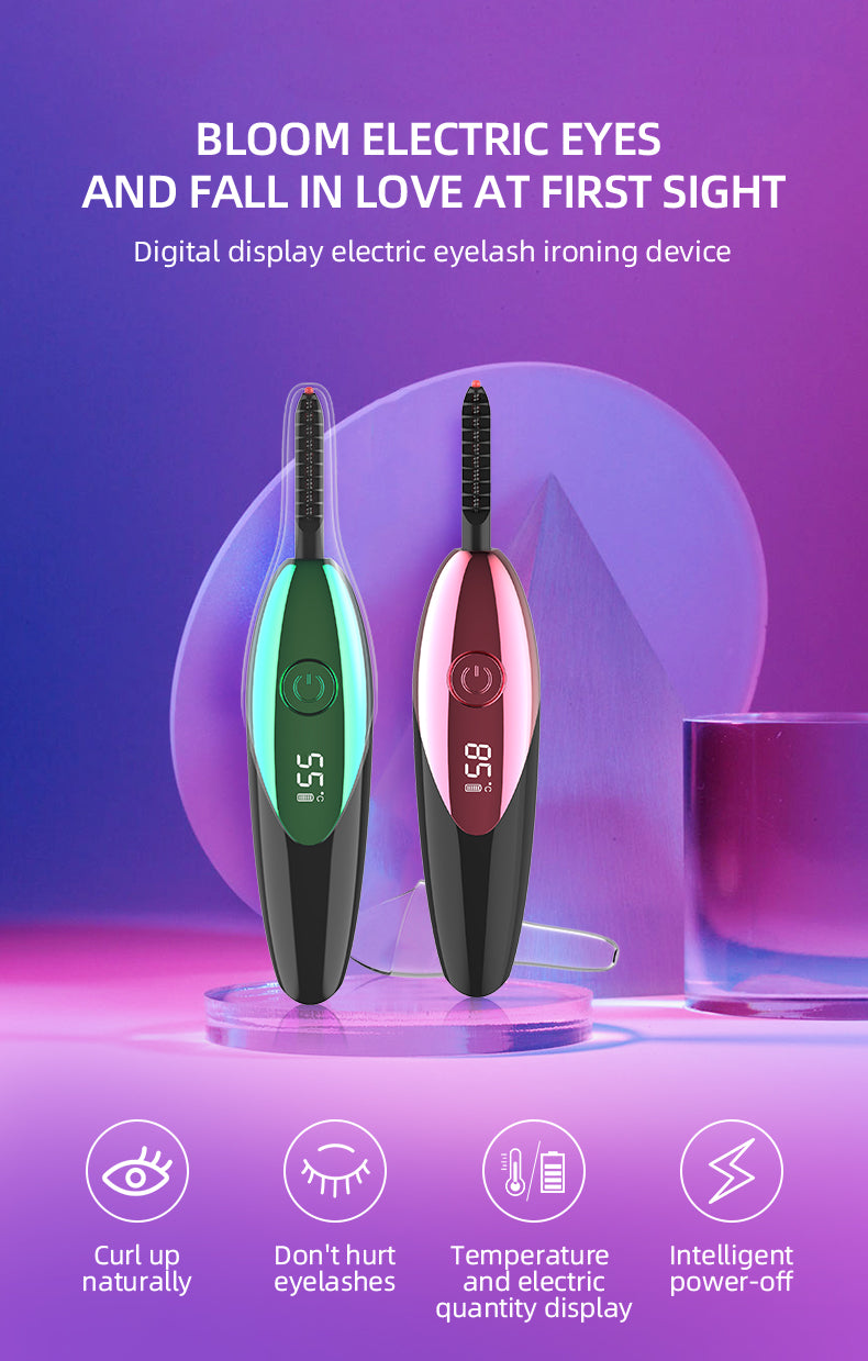 Digital display electric eyelash ironing device