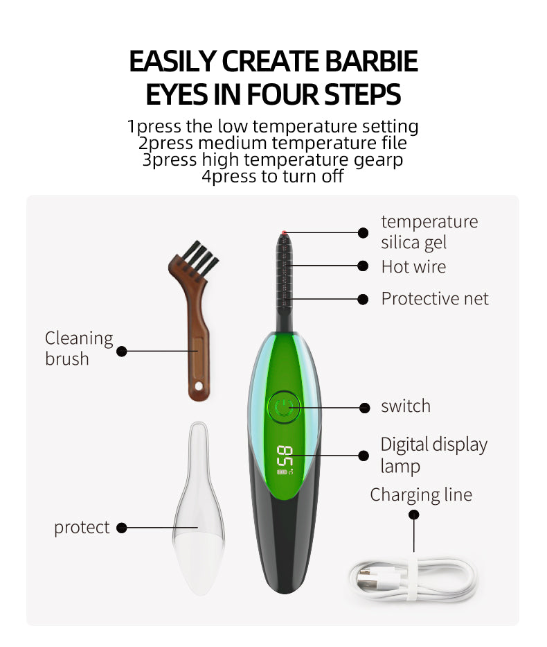 Digital display electric eyelash ironing device