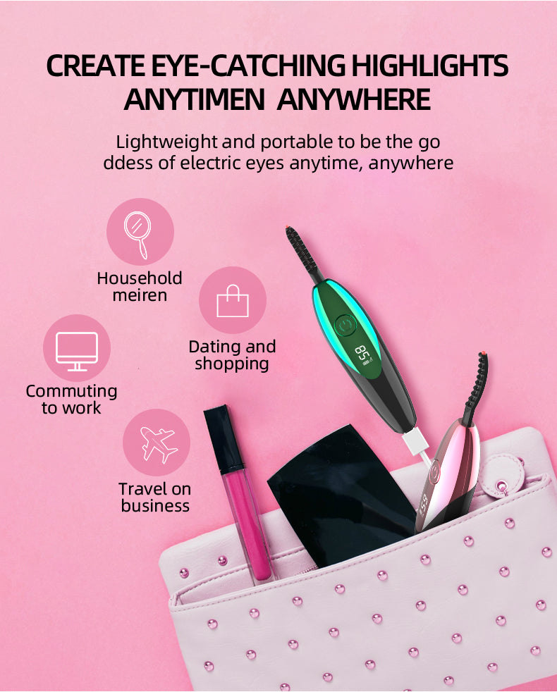 Digital display electric eyelash ironing device