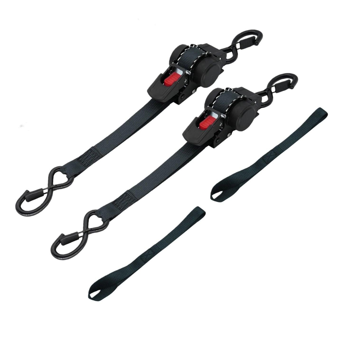 Retractable Ratchet Straps- Medium Duty Self Retracting Tie Down Straps for Truck, Cargo Trailer