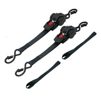 Retractable Ratchet Straps- Medium Duty Self Retracting Tie Down Straps for Truck, Cargo Trailer