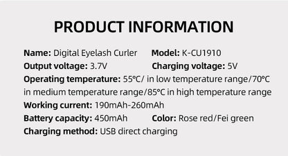 Digital display electric eyelash ironing device