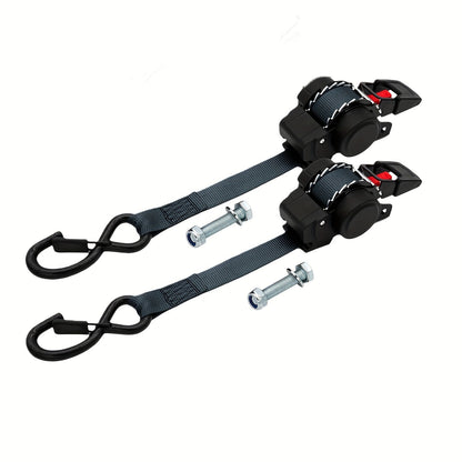 Retractable Ratchet Straps- Medium Duty Self Retracting Tie Down Straps for Truck, Cargo Trailer