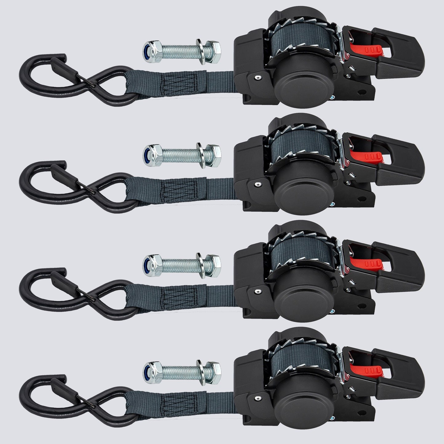 Retractable Ratchet Straps- Medium Duty Self Retracting Tie Down Straps for Truck, Cargo Trailer