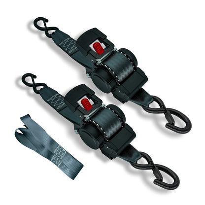 Retractable Ratchet Straps- Medium Duty Self Retracting Tie Down Straps for Truck, Cargo Trailer