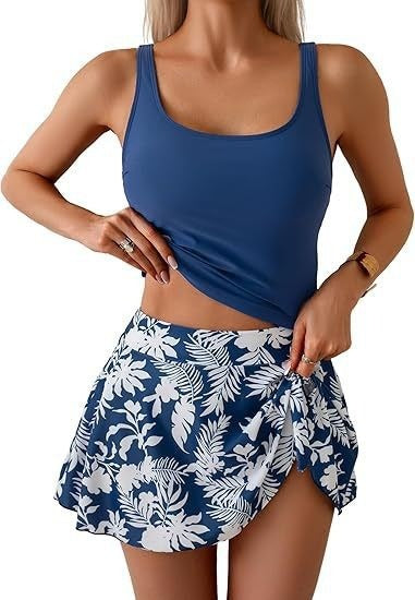 Floral Skirted Two-piece Swimsuit for Women
