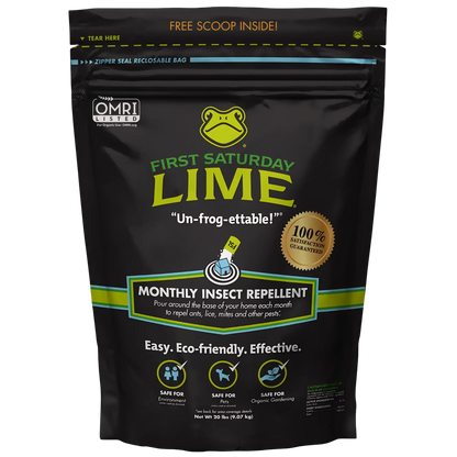 First Saturday Lime Insect Repellent, Multi-Purpose Pet Friendly Pest Control & Deodorizer for Home, Garden, Yard & Chicken Coop Protect Homes And Other Buildings Protect Yards From Ticks