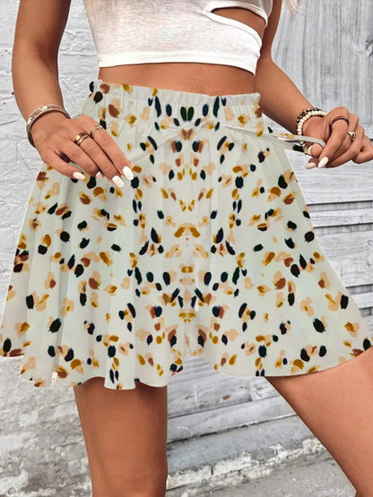 Women's All Over Print Knot Front Shorts, Casual Fashionable Shorts for Summer, Women's Bottoms for Daily Wear, Drawstring Beach Shorts