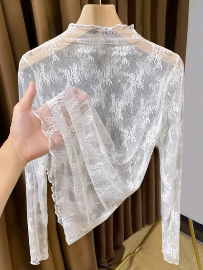 Women's Lace Long Sleeve Top, Boho Sleeve Top
