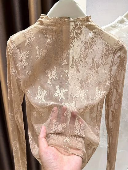 Women's Lace Long Sleeve Top, Boho Sleeve Top