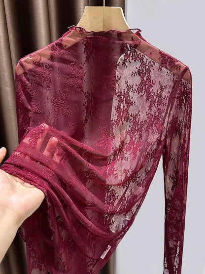 Women's Lace Long Sleeve Top, Boho Sleeve Top