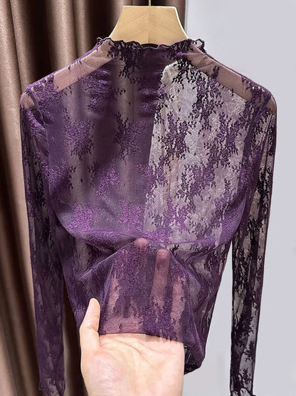 Women's Lace Long Sleeve Top, Boho Sleeve Top