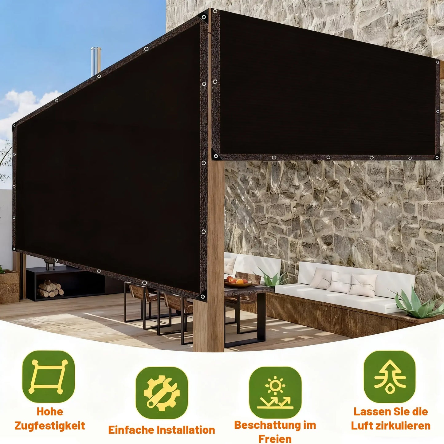 90% Blackout Cloth (Black) - 10 x 13ft UV-Resistant Shade Net