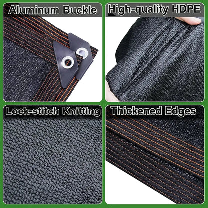 90% Blackout Cloth (Black) - 10 x 13ft UV-Resistant Shade Net