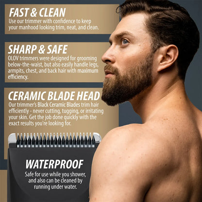 Anti-Nick Body & Ball Trimmer - Safe Ceramic Blade Groomer for Men