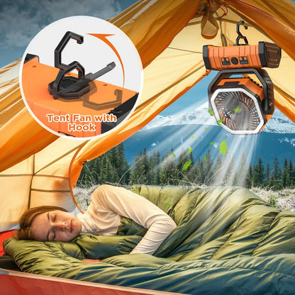 Rechargeable Camping Fan with LED Light