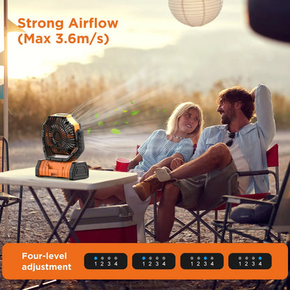 Rechargeable Camping Fan with LED Light
