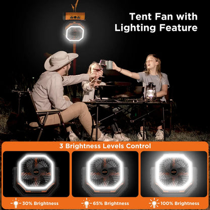 Rechargeable Camping Fan with LED Light