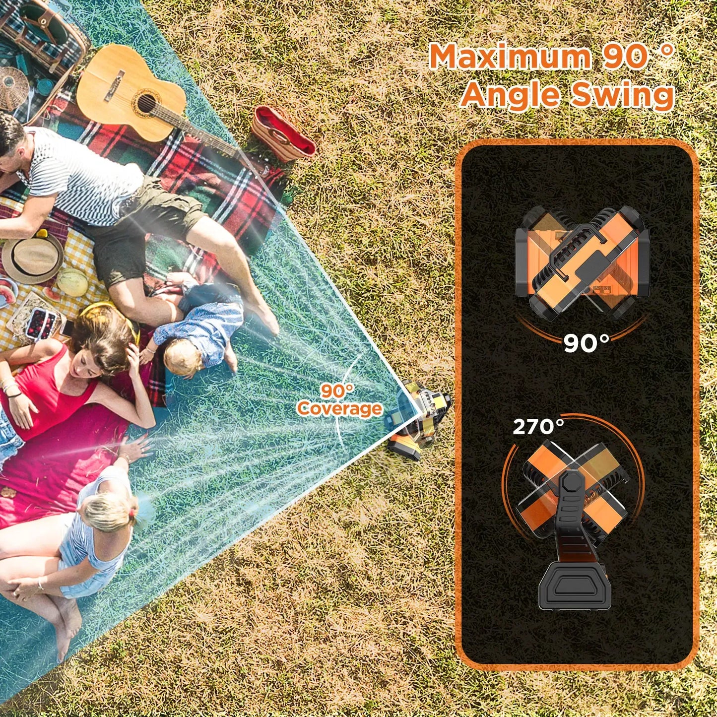 Rechargeable Camping Fan with LED Light