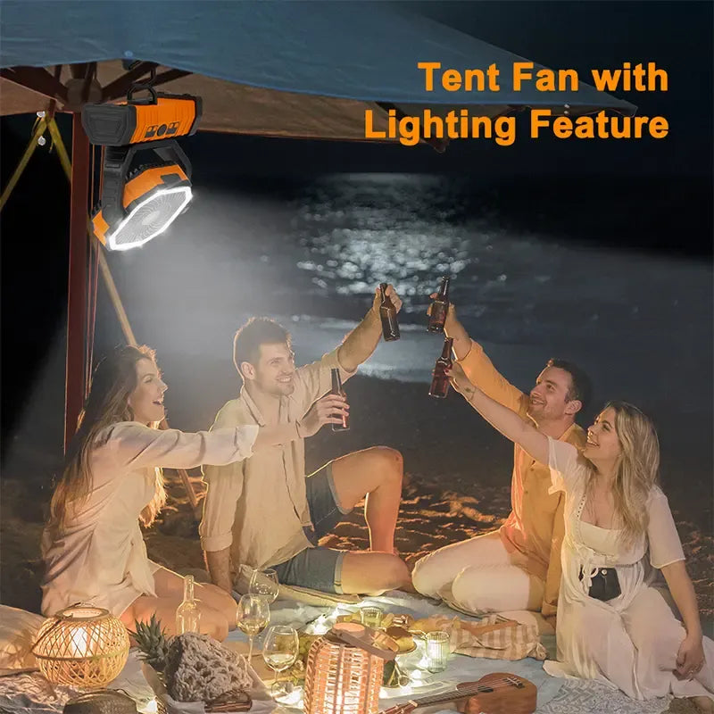 Rechargeable Camping Fan with LED Light