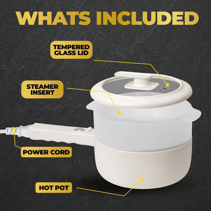 Electric Cooker Nonstick Ceramic Skillet Pan Hot Pot Mini Cooker with Lid Steamer