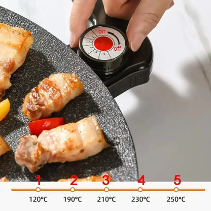 1500W Portable Electric Korean BBQ Grill Indoor Smokeless Non-stick Grill Pan Adjustable Temperature Control Universal Fry Griddle for Home Cooking