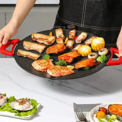 1500W Portable Electric Korean BBQ Grill Indoor Smokeless Non-stick Grill Pan Adjustable Temperature Control Universal Fry Griddle for Home Cooking