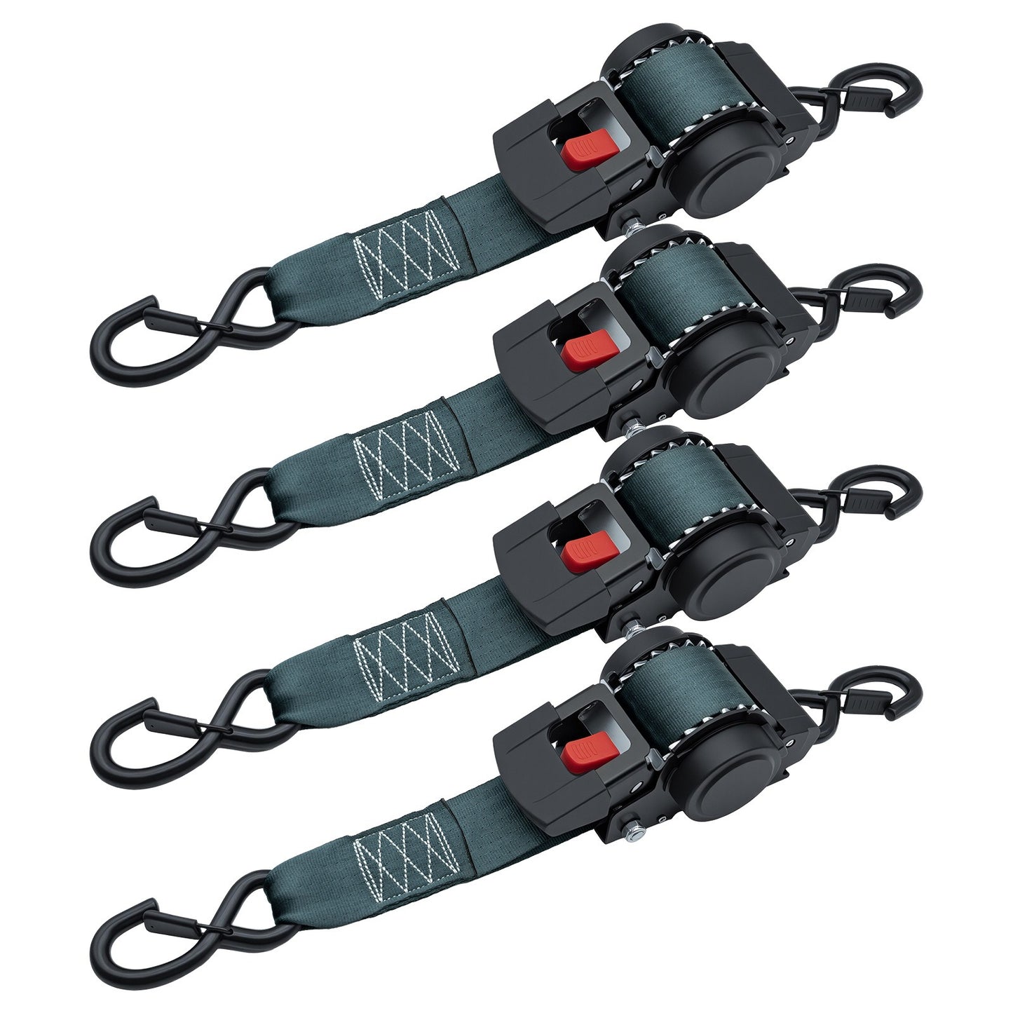 Retractable Ratchet Straps- Medium Duty Self Retracting Tie Down Straps for Truck, Cargo Trailer