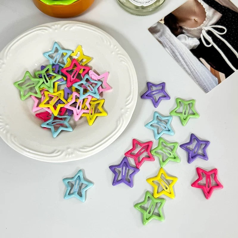 3CM 100Pcs Cute Star Bangs Clips, Fashion Hair Accessories