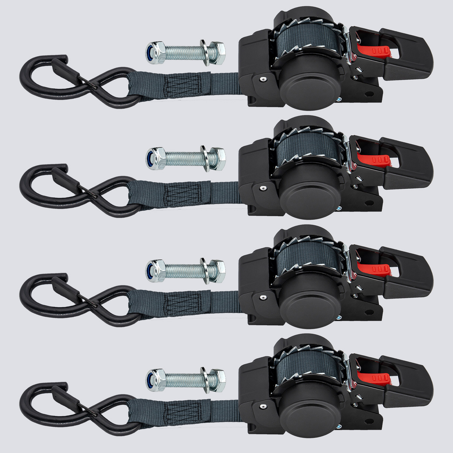Retractable Ratchet Straps- Medium Duty Self Retracting Tie Down Straps for Truck, Cargo Trailer
