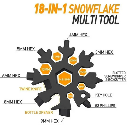 18-in-1 Snowflake Multi-tool Stainless Steel Portable Wrench Screwdriver Bottle Opener