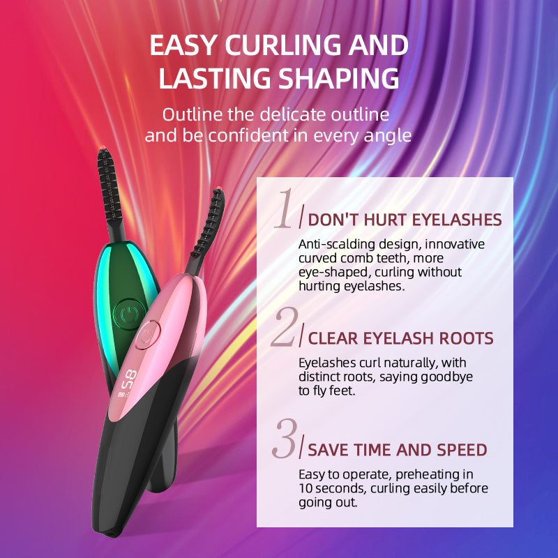 Digital display electric eyelash ironing device
