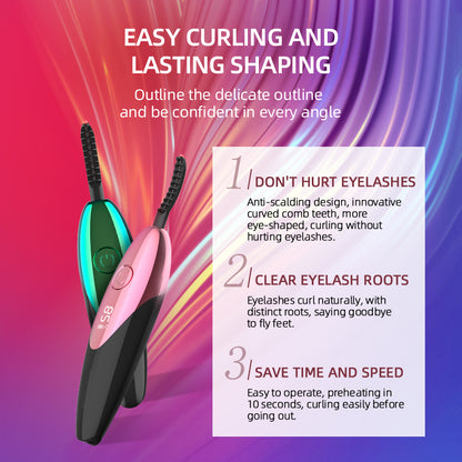 Digital display electric eyelash ironing device