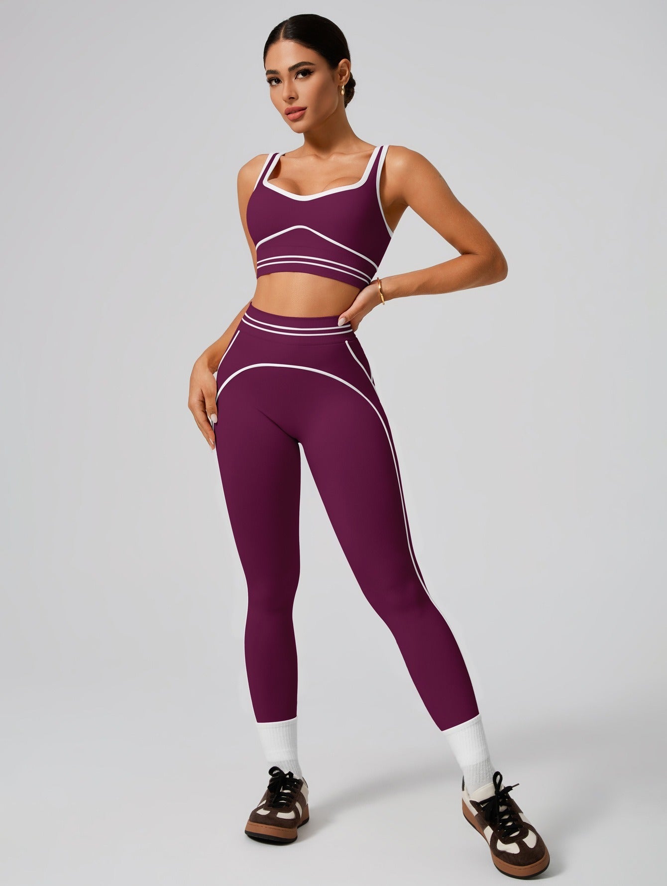 Women's 2 Piece Sportswear Set, Sports Vest and Tight Pants