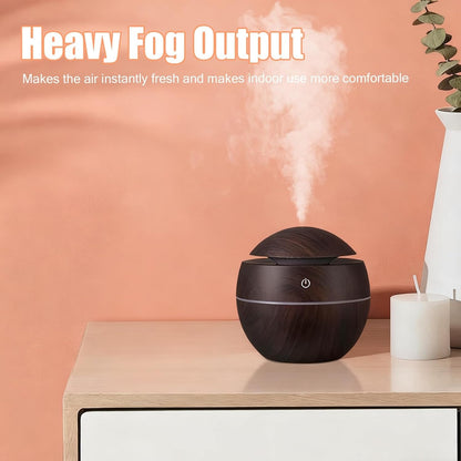 Wood Grain Mini Humidifier, Portable Compact Design for Home Bedroom
