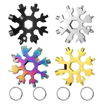 18-in-1 Snowflake Multi-tool Stainless Steel Portable Wrench Screwdriver Bottle Opener