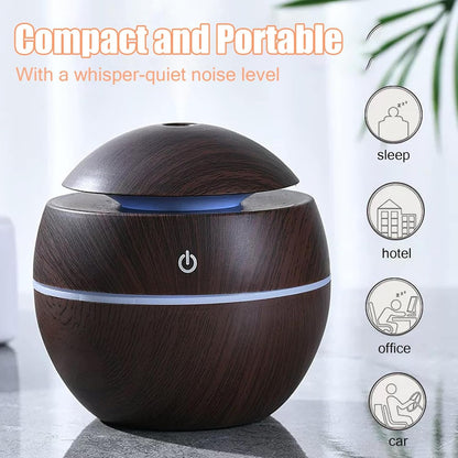 Wood Grain Mini Humidifier, Portable Compact Design for Home Bedroom