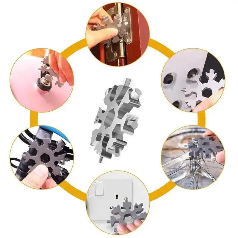 18-in-1 Snowflake Multi-tool Stainless Steel Portable Wrench Screwdriver Bottle Opener