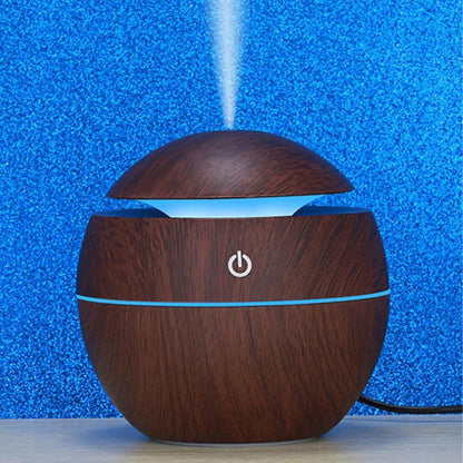 Wood Grain Mini Humidifier, Portable Compact Design for Home Bedroom