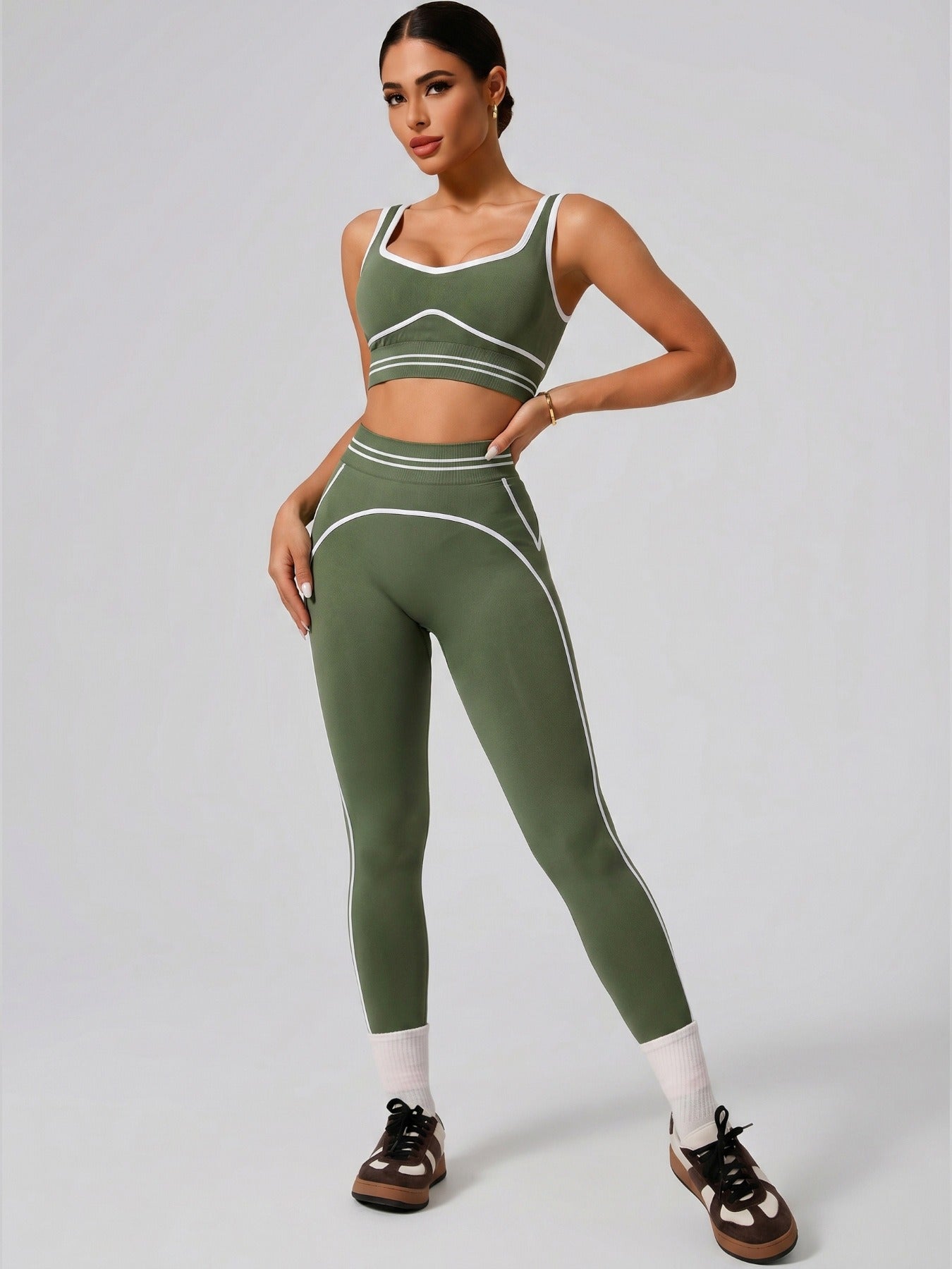 Women's 2 Piece Sportswear Set, Sports Vest and Tight Pants