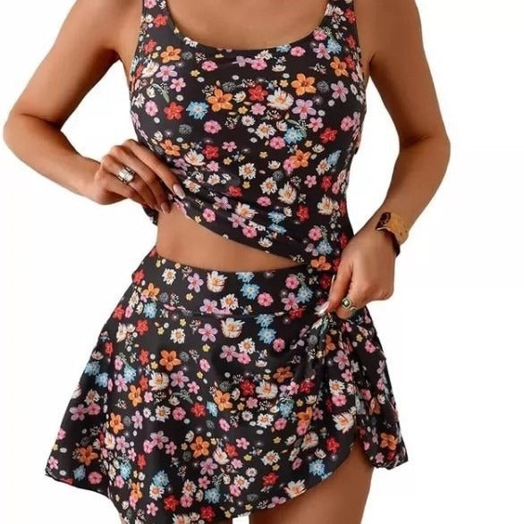 Floral Skirted Two-piece Swimsuit for Women