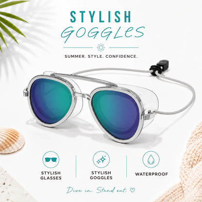 2-in-1 Waterproof Swim Goggles with Sunglasses Function