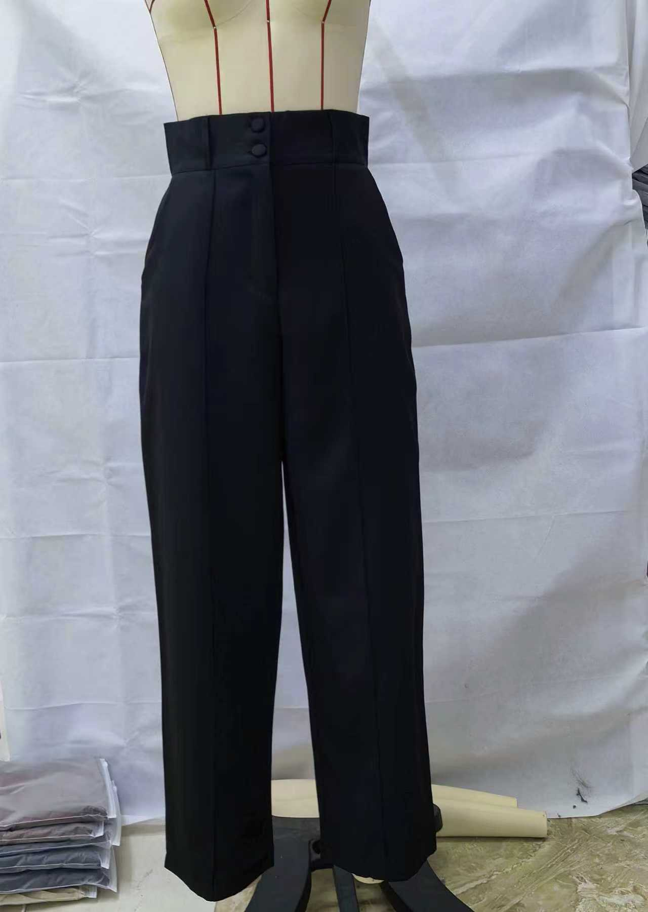 Women's Simple Wide-Leg Pants with Double Button Front