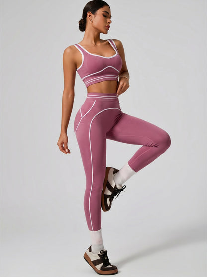 Women's 2 Piece Sportswear Set, Sports Vest and Tight Pants