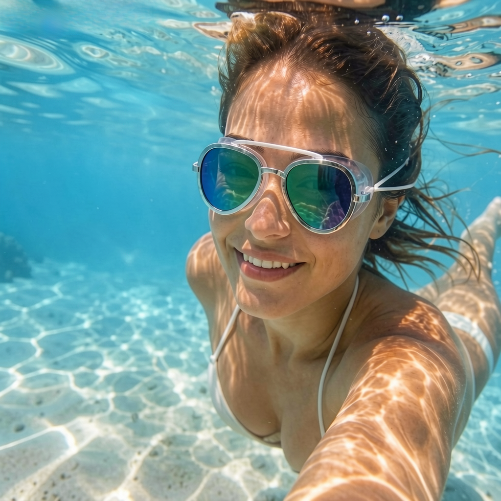 2-in-1 Waterproof Swim Goggles with Sunglasses Function